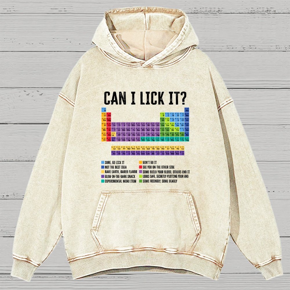 Can I Lick It Chemistry Teacher Science Day Vintage Distressed Hoodie
