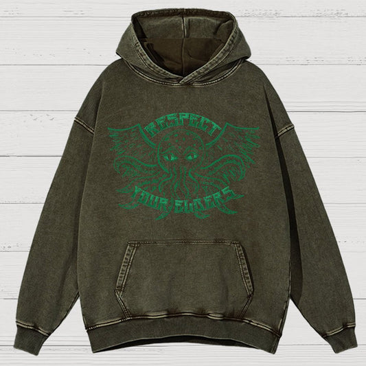 Respect Your Elder Gods Vintage Distressed Hoodie
