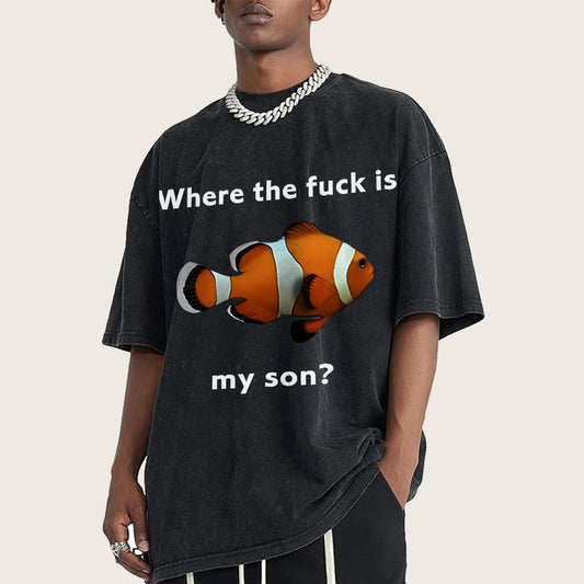 Fish Looking For Son Vintage Distressed T-shirt