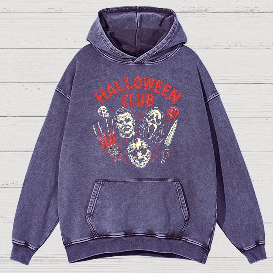 Halloween Club Vintage Distressed Hoodie