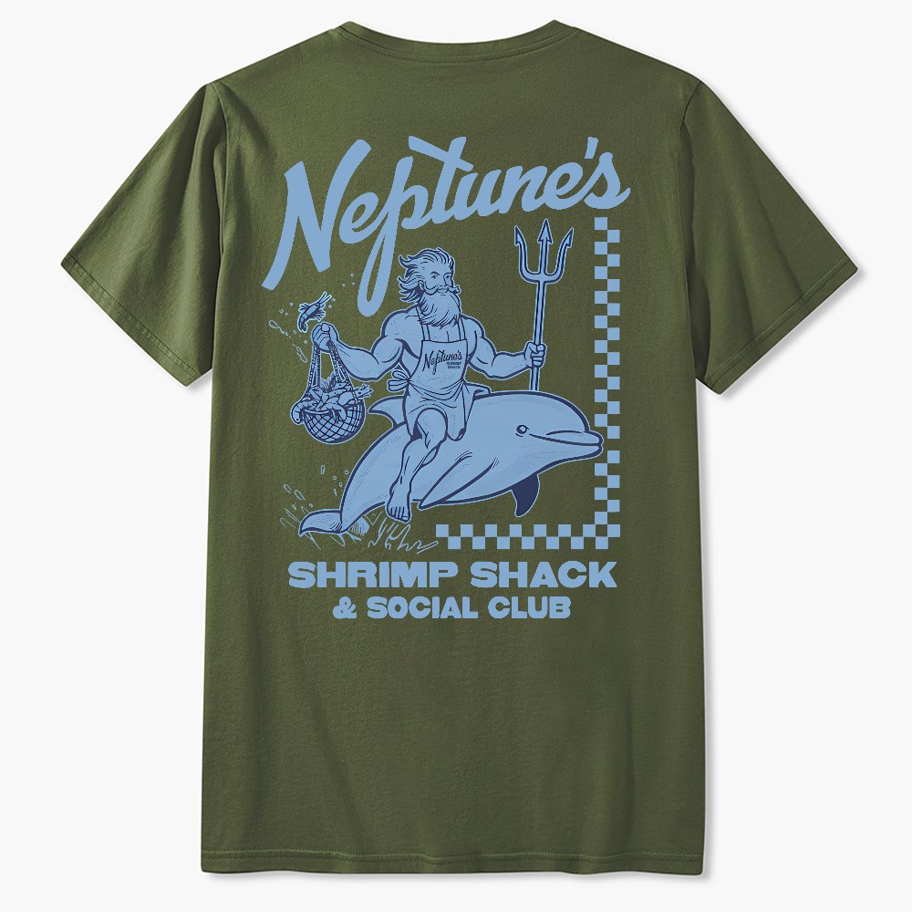 Neptune's Shrimp Shack Front And Back Printing Geek T-Shirt