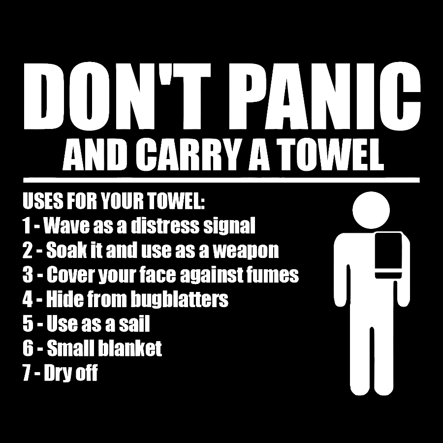 Don't Panic And Carry A Towel Geek T-Shirt