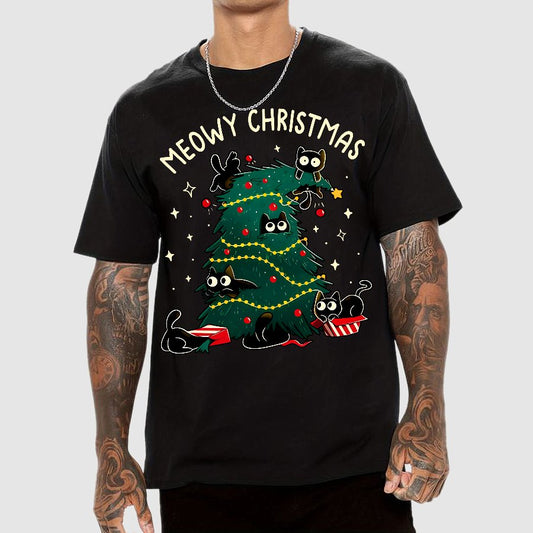 Meowy Christmas Funny Cats Geek T-Shirt