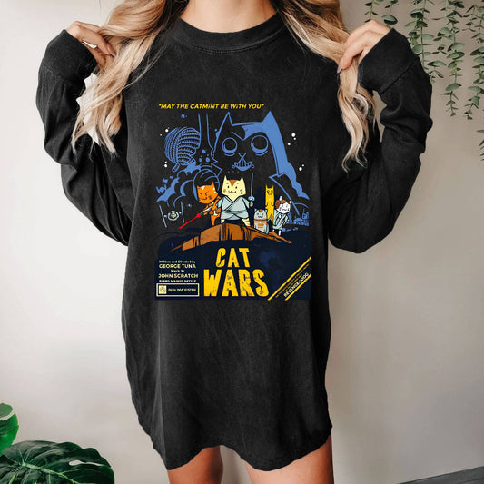 Cat Wars,Revenge of The Dog Washed Long Sleeve Tee