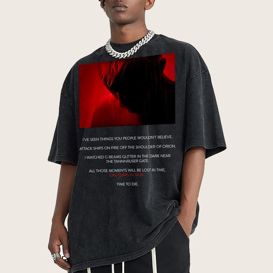 Tears In Rain-Tears In Red-Time To Die Vintage Distressed T-shirt