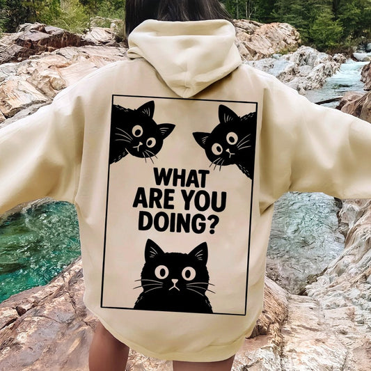 What Are You Doing Printed Back Unisex Cotton Hoodie