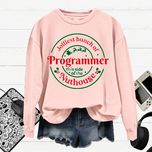 Jolliest Bunch Of Programmer Christmas Cotton Pullover Sweatshirt