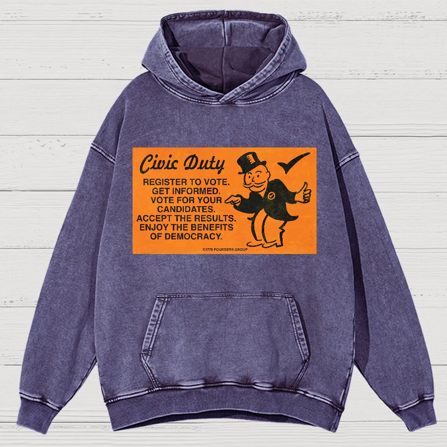 Civic Duty Card.Vintage Distressed Hoodie