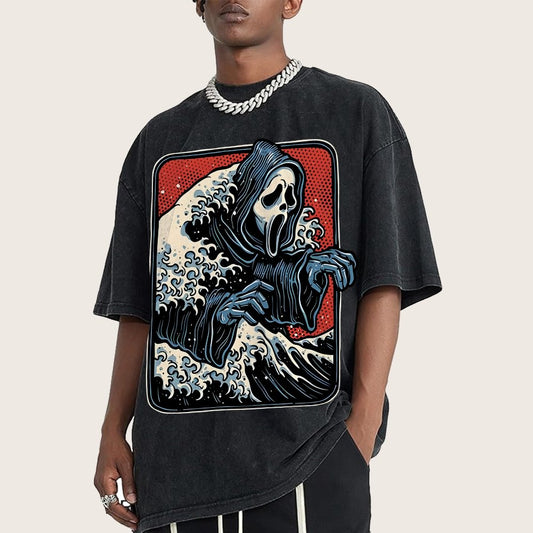 Ghost Wave Vintage Distressed T-shirt