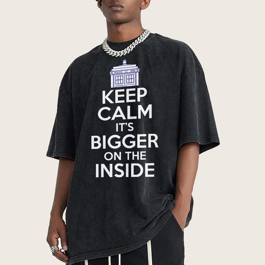 Keep Calm It's Larger On The Inside Vintage Distressed T-shirt