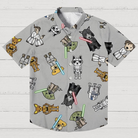 Tie The Fighter Dog Funny Geek Hawaiian Shirt