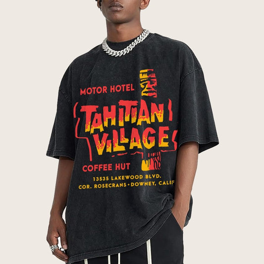 Tahitian Village - Downey, CA - Vintage Tiki Bar Vintage Distressed T-shirt