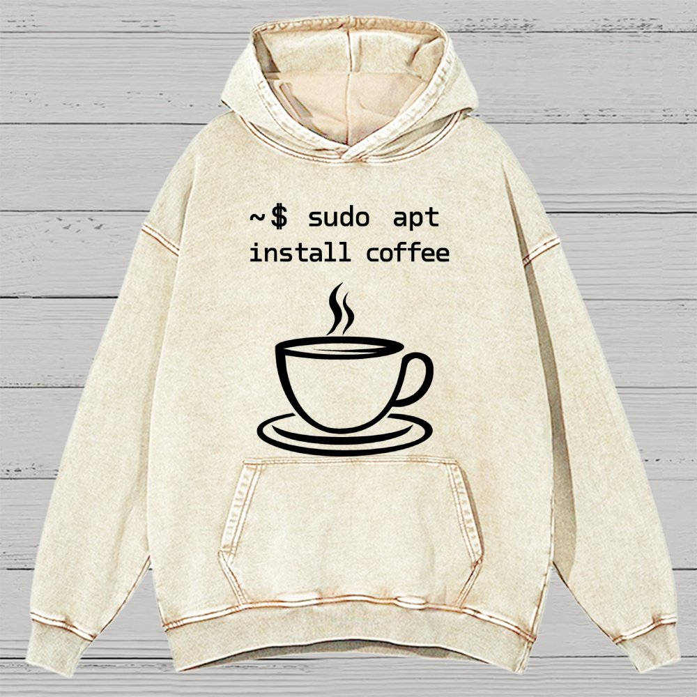 Sudo Apt-Get Install Coffee Vintage Distressed Hoodie