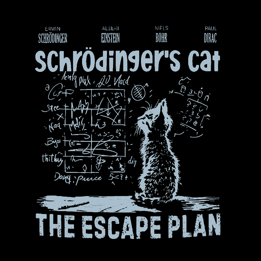 Schrodinger's Cat Escape Plan Interesting Physics Science Geek T-Shirt