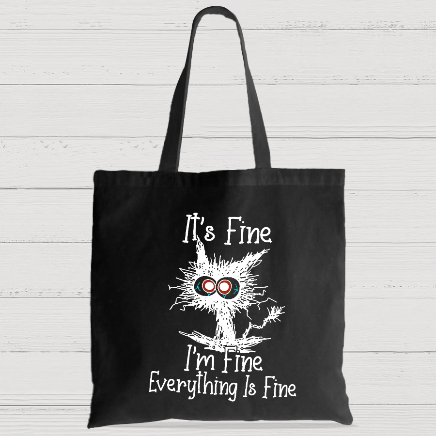 Funny Cat I Am Fine Casual Classic Canvas Bag
