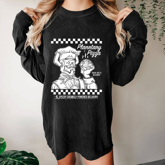Planetary Pizza Washed Long Sleeve Tee