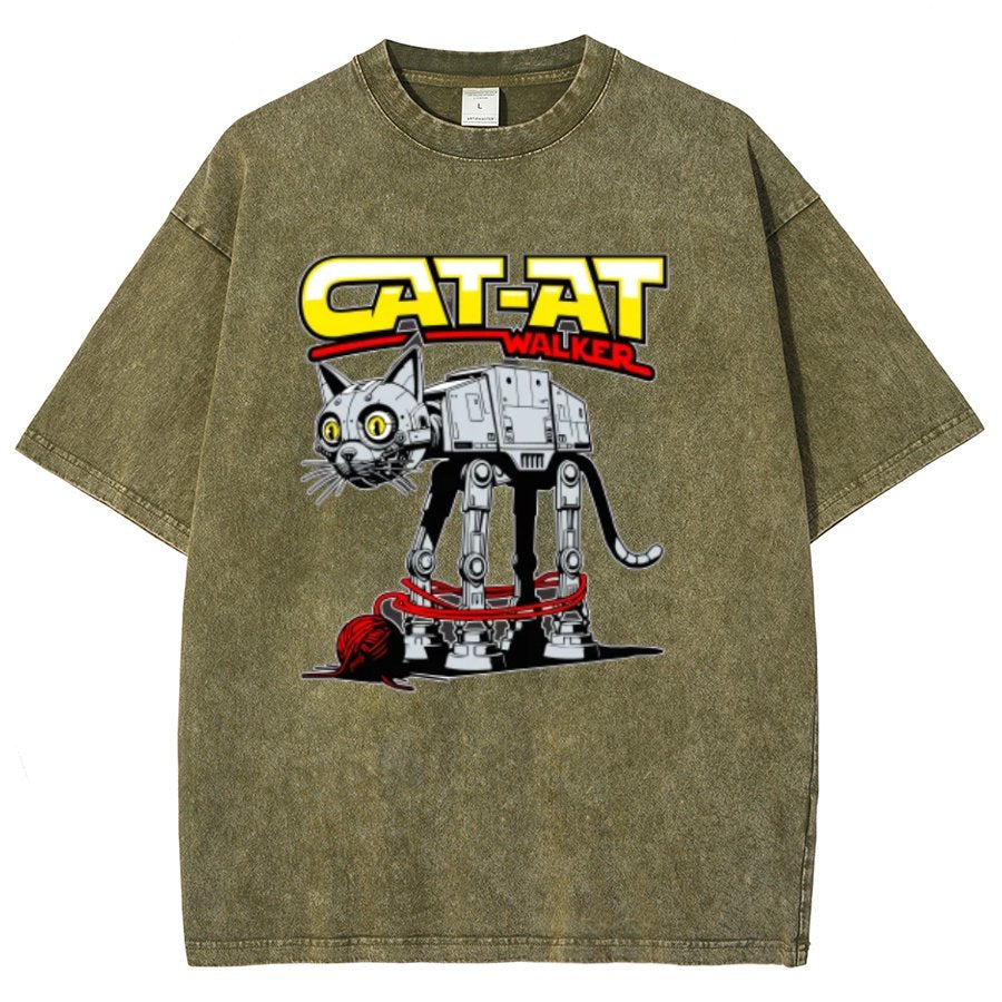 Funny Cat-at Walker,Cat Geeky Vintage Distressed T-shirt