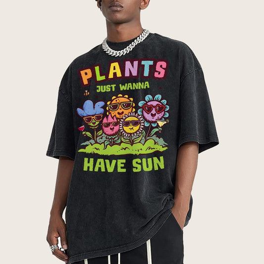 Plants Just Wanna Have Sun Vintage Distressed T-shirt