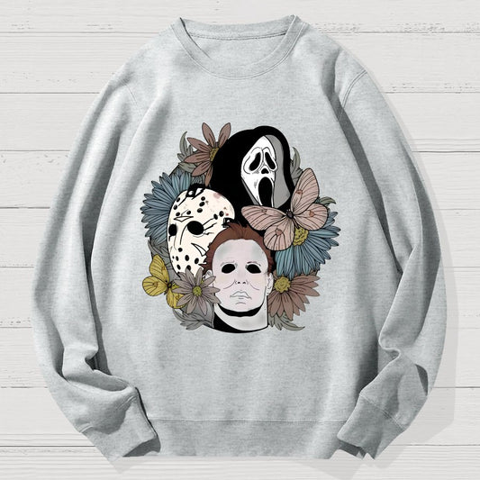 Horror Halloween Floral Scream Geek Cotton Sweatshirt