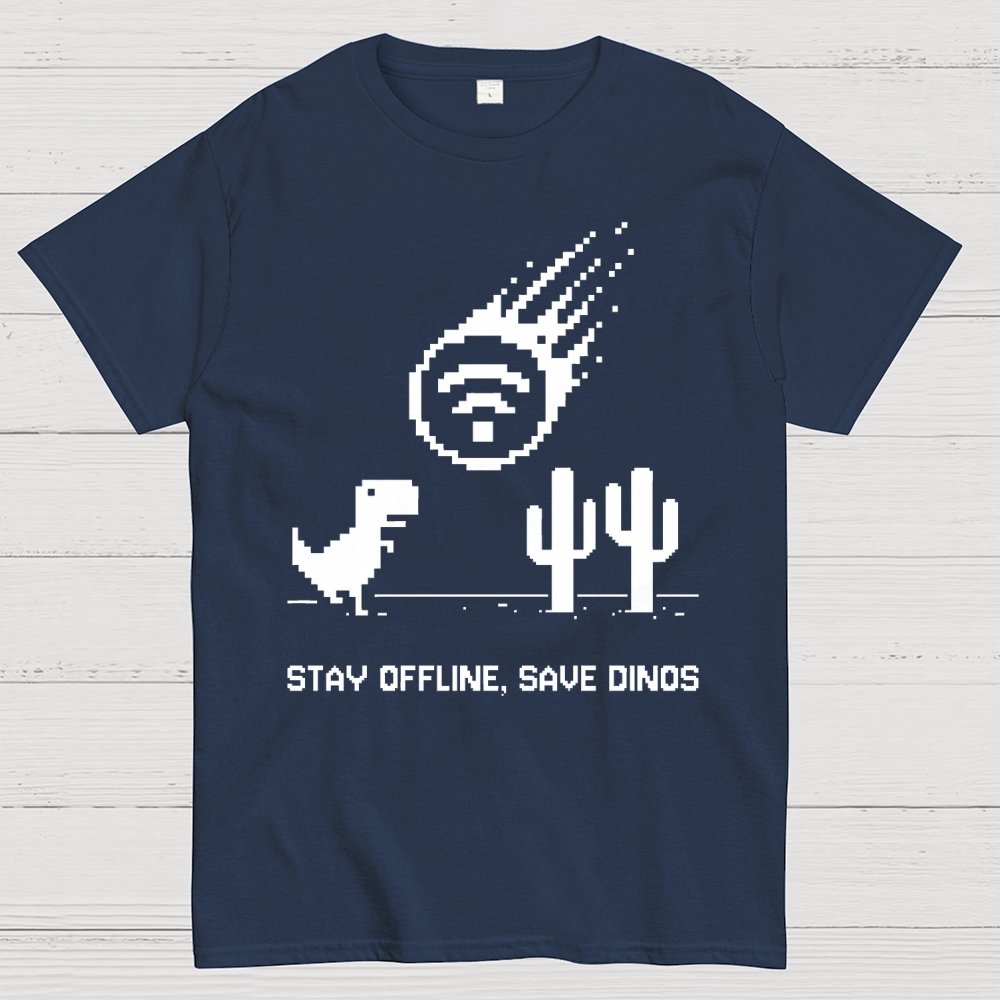 Stay Offline, Save dinos Geek T-Shirt