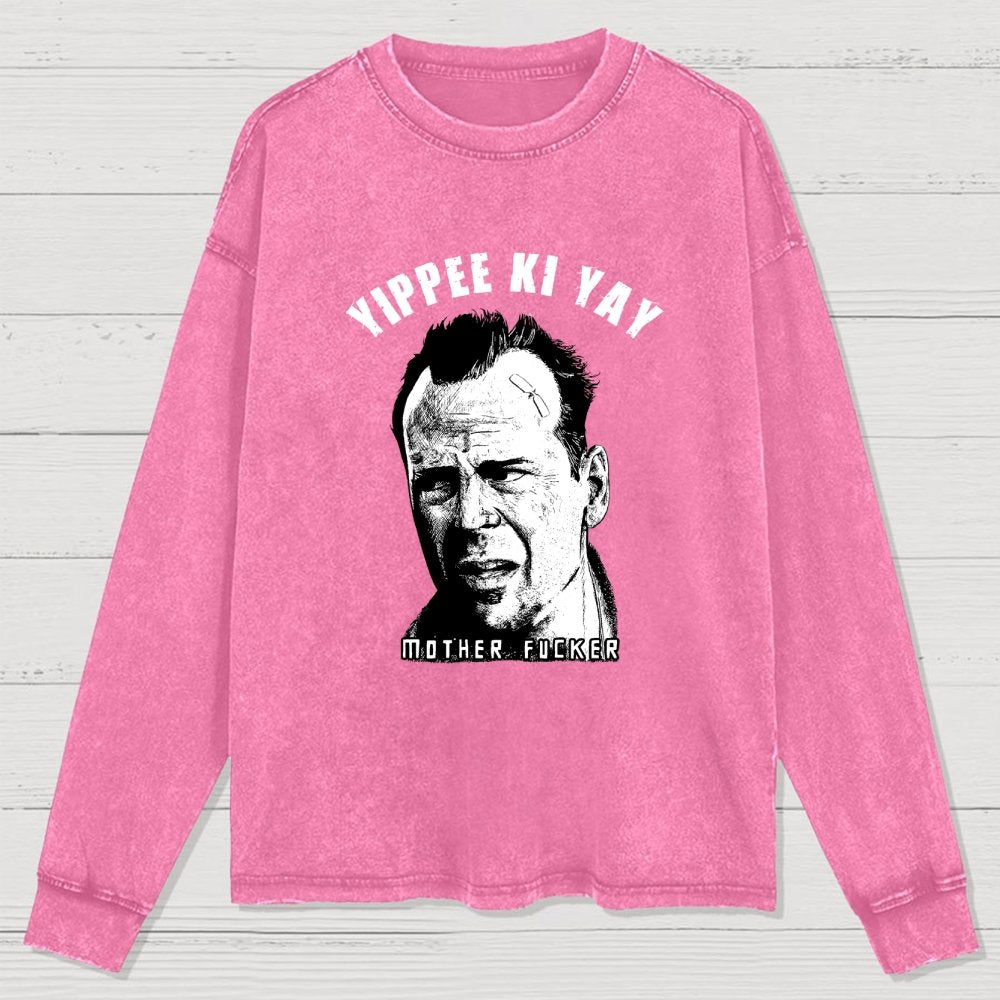 Yippee Ki Yay Washed Long Sleeve Tee