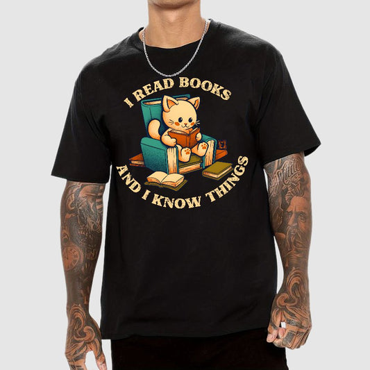 I Read Books and I Meow Things Geek T-Shirt