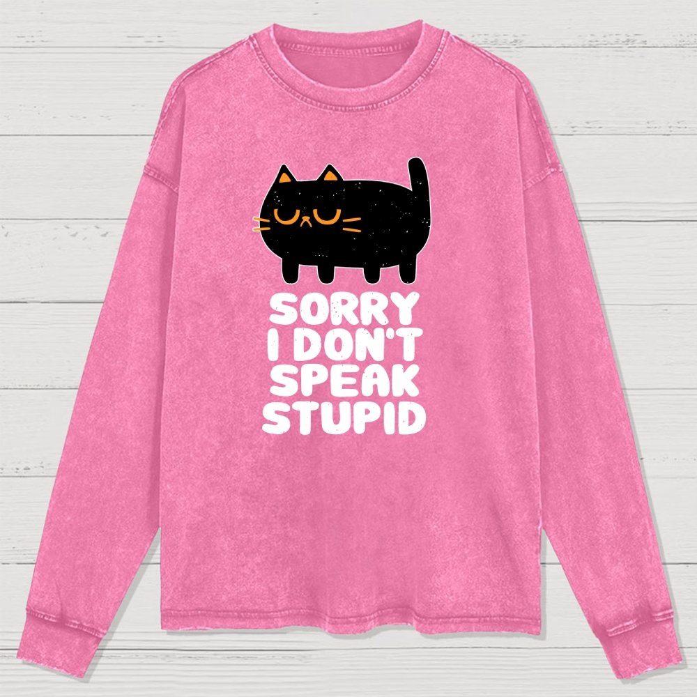 I Don't Speak Stupid Washed Long Sleeve Tee