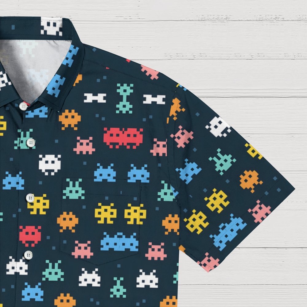 Retro Gaming Graffiti Art Print Geek Hawaiian Shirt
