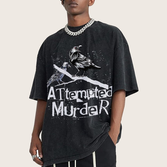 Attempted Murder Crows Vintage Distressed T-shirt