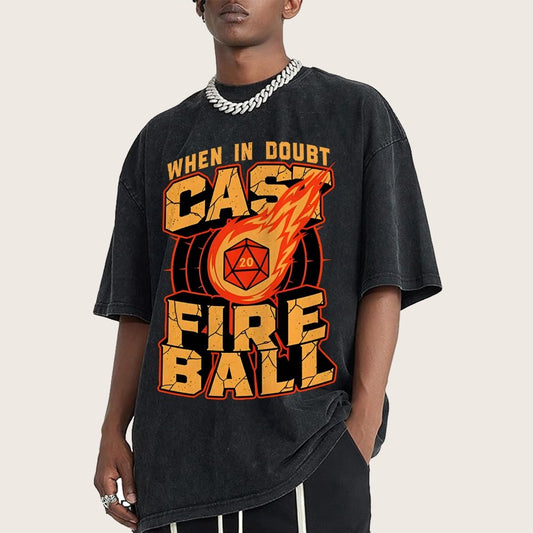 RPG Cast Fireball Quote Vintage Distressed T-shirt