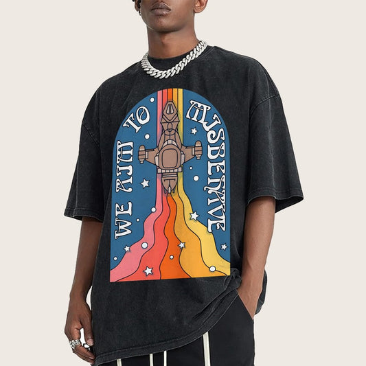 Psychedelic Aim to Misbehave Vintage Distressed T-shirt
