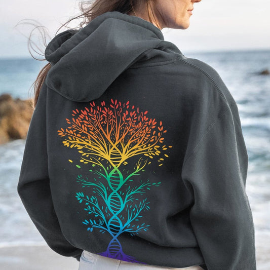 DNA Tree Of Life Science Printed Back Unisex Cotton Hoodie
