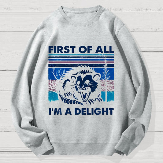 First Of All I'm A Delight Sarcastic Geek Cotton Sweatshirt