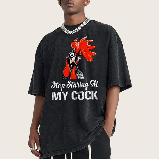 Stop Staring at My Cock Vintage Distressed T-shirt