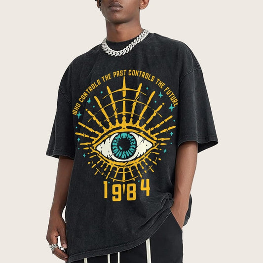 1984 George Orwell Control The Future Vintage Distressed T-shirt