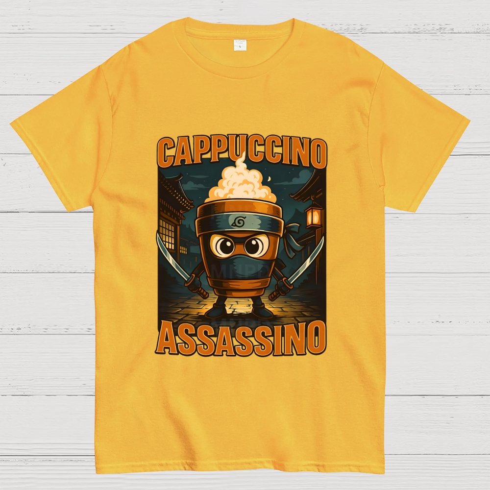 Italian Brainrot Cappuccino Assassino Beverage Coffee Lovers Unisex Geek T-Shirt