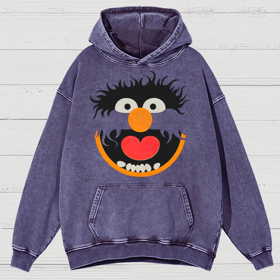 Retro Pop Culture Puppet Face 2 Vintage Distressed Hoodie