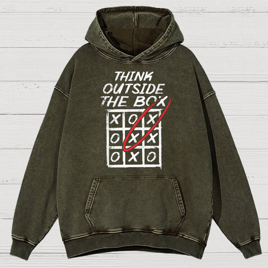 Think Outside The Box Nerd Vintage Distressed Hoodie