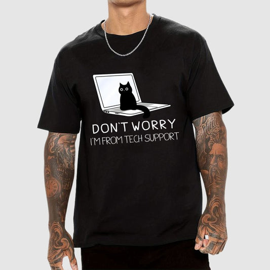 Funny Cat Tech Support Geek T-Shirt