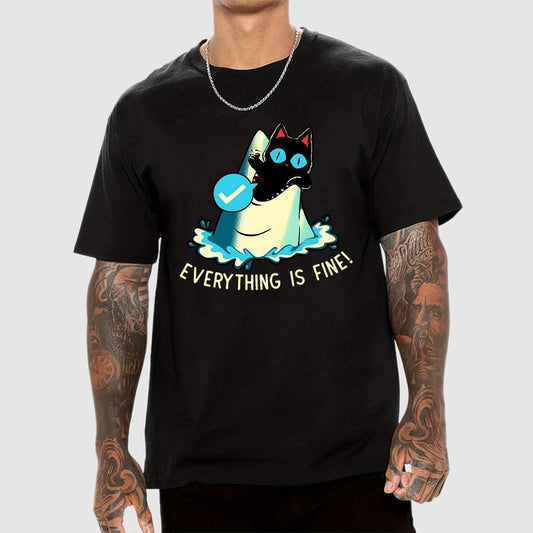 Everything Is Fine! Cat Geek T-Shirt