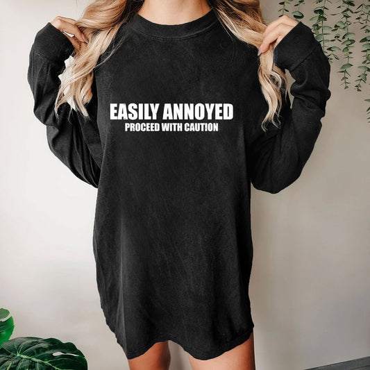 Easily Annoyed Washed Long Sleeve Tee