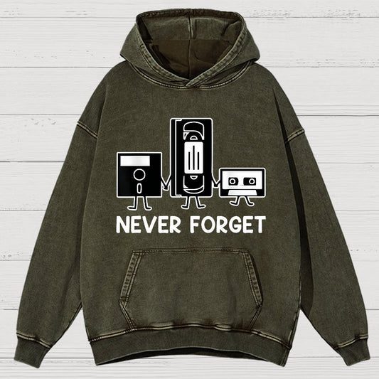 Never Forget Cassette Tape VHS Gamer Old School Funny Vintage Distressed Hoodie