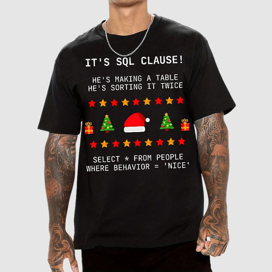 SQL Clause Christmas Coding Present Classic Geek T-Shirt