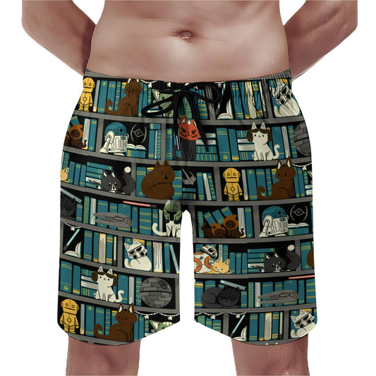 Cat Reading Wars Geek Shorts