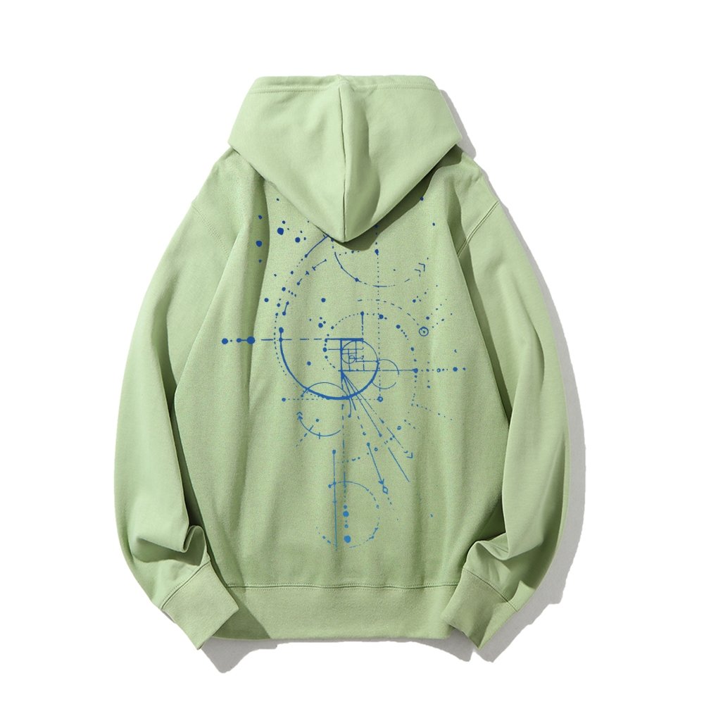 Distressed Fibonacci Printed Back Cotton Hoodie