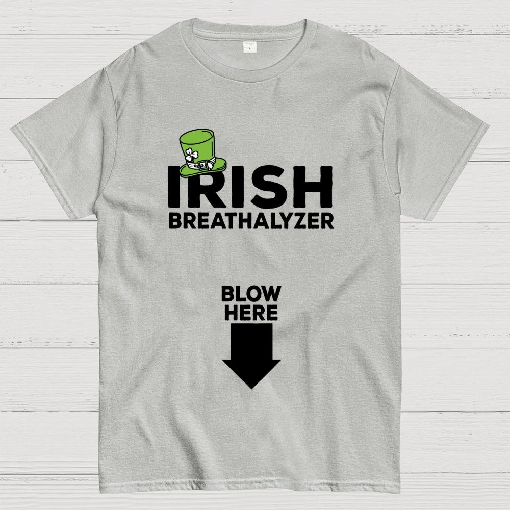 Irish Breathalyzer Blow here Funny St Patrick's Geek T-Shirt