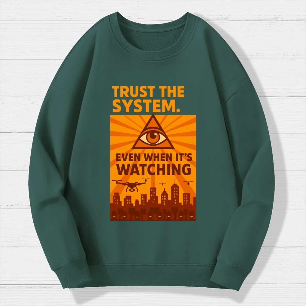 Trust The System - Dystopian Surveillance Geek Cotton Sweatshirt