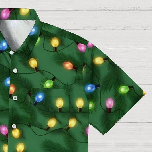 Spruce Tree Christmas Decoration Lights Print Geeky Shirt