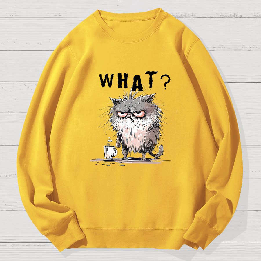 Bad Temper Feline With Coffee Grumpily Catty Funny Geek Cotton Sweatshirt