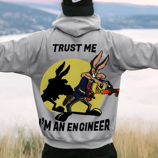 Trust Me I'm An Engineer Printed Back Cotton Hoodie